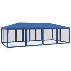 Party Tent with 12 Mesh Sidewalls 8x4 m HDPE with 12 Sidewalls Blue