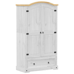 vidaXL Wardrobe "Corona" White 102x52x186 cm Solid Wood Pine 2