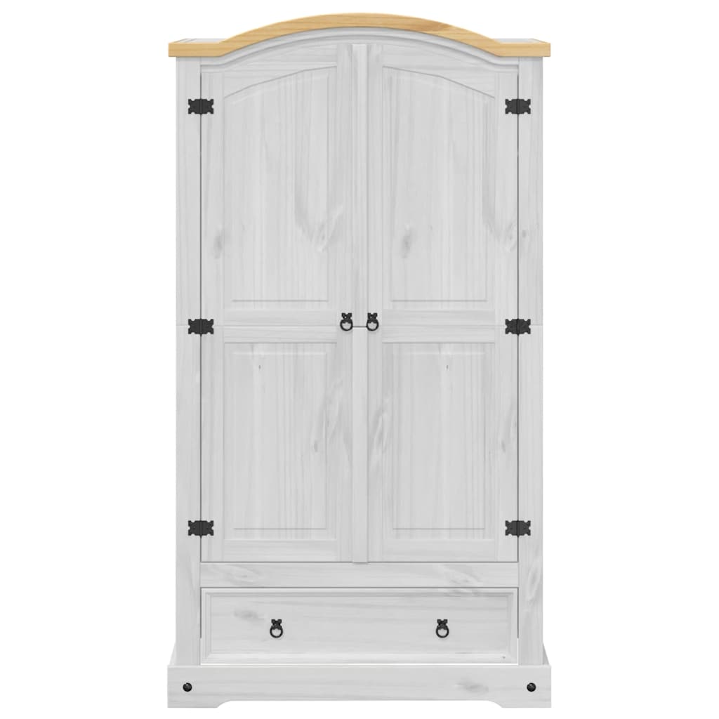 vidaXL Wardrobe "Corona" White 102x52x186 cm Solid Wood Pine 3