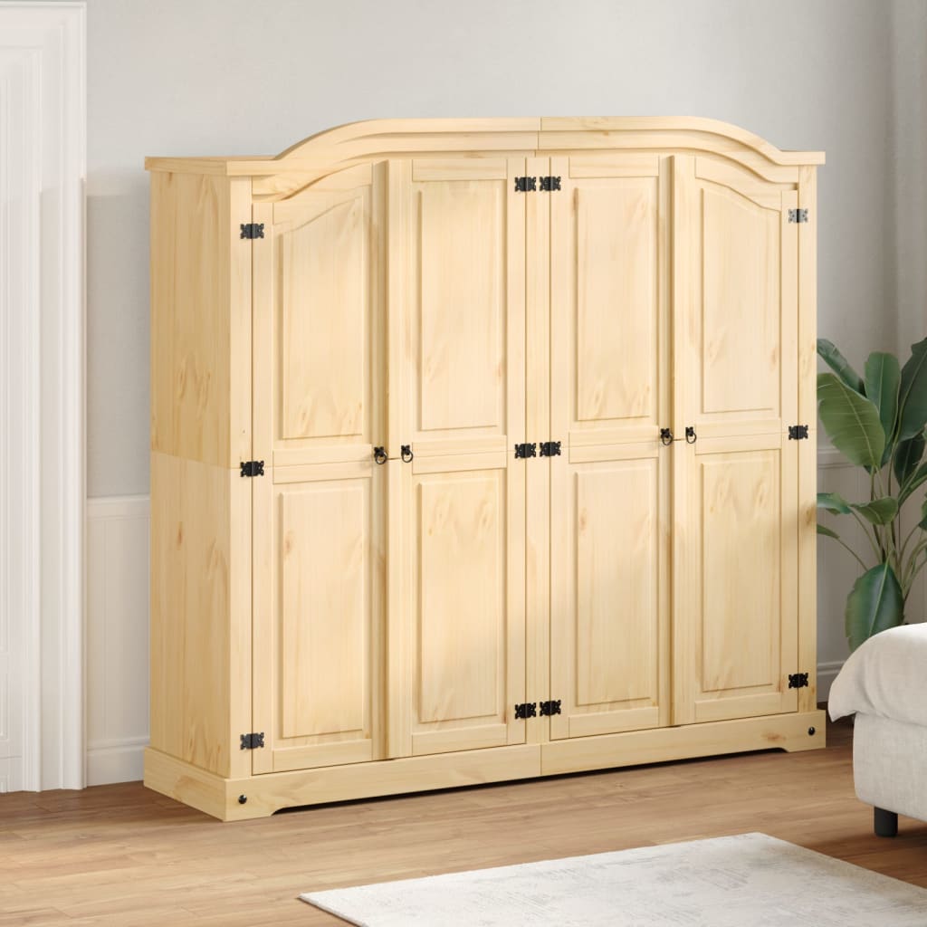 Wardrobe "Corona" 194x52x186 cm Solid Wood Pine Brown