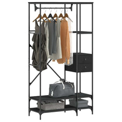 Clothes Rack with Shelves Engineered Wood Black
