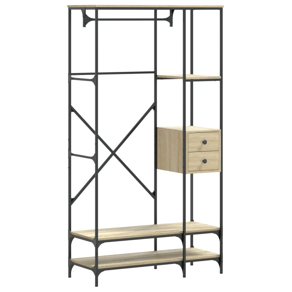 Clothes Rack with Shelves Engineered Wood Sonoma oak