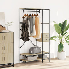 Clothes Rack with Shelves Engineered Wood Sonoma oak