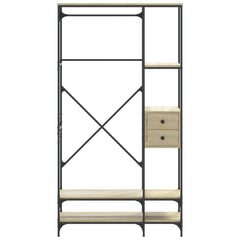 Clothes Rack with Shelves Engineered Wood Sonoma oak