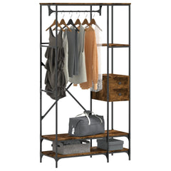 Clothes Rack with Shelves Engineered Wood Smoked oak