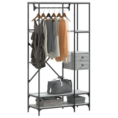 Clothes Rack with Shelves Engineered Wood Grey sonoma