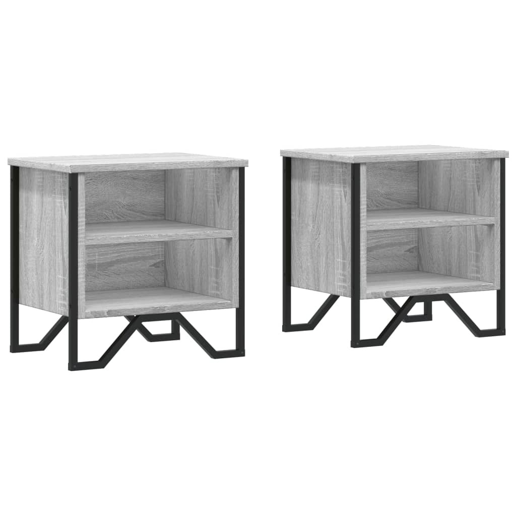 vidaXL Bedside Cabinet Grey Sonoma 2 pcs 40x30x40 cm Engineered Wood 2