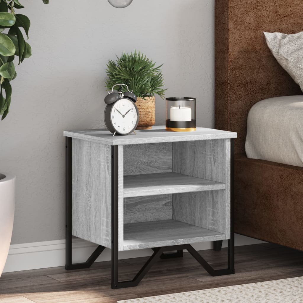 vidaXL Bedside Cabinet Grey Sonoma 2 pcs 40x30x40 cm Engineered Wood 1