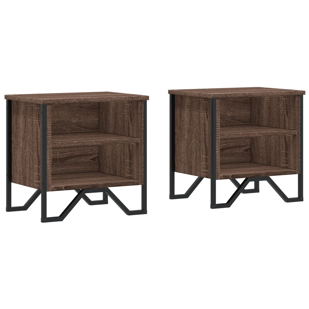vidaXL Bedside Cabinet Brown Oak 2 pcs 40x30x40 cm Engineered Wood 2