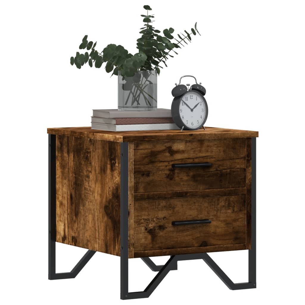 vidaXL Bedside Cabinet Smoked Oak 40x41x40 cm Engineered Wood 4