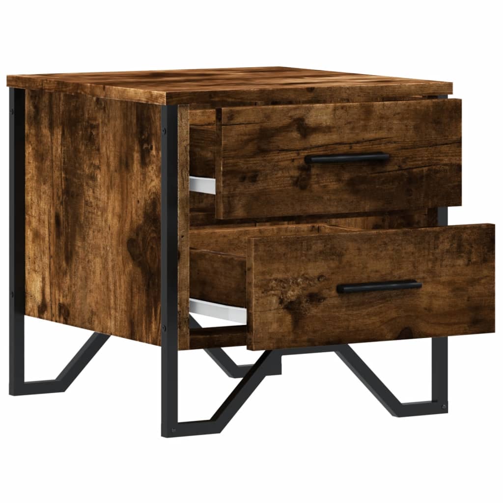 vidaXL Bedside Cabinet Smoked Oak 40x41x40 cm Engineered Wood 6
