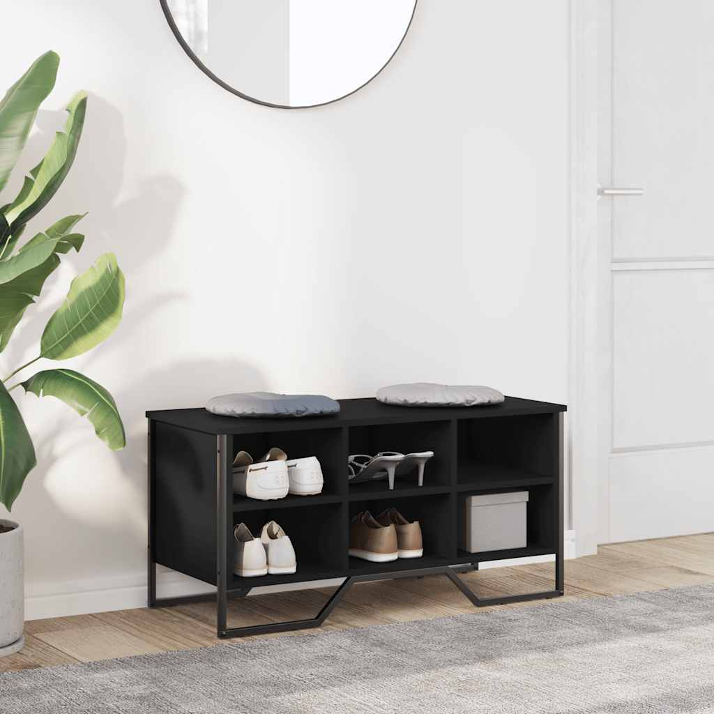 vidaXL Shoe Cabinet Black 90x38x45.5 cm Engineered Wood 3