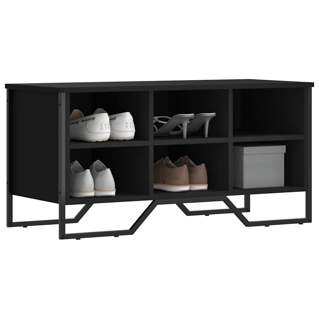 vidaXL Shoe Cabinet Black 90x38x45.5 cm Engineered Wood 1