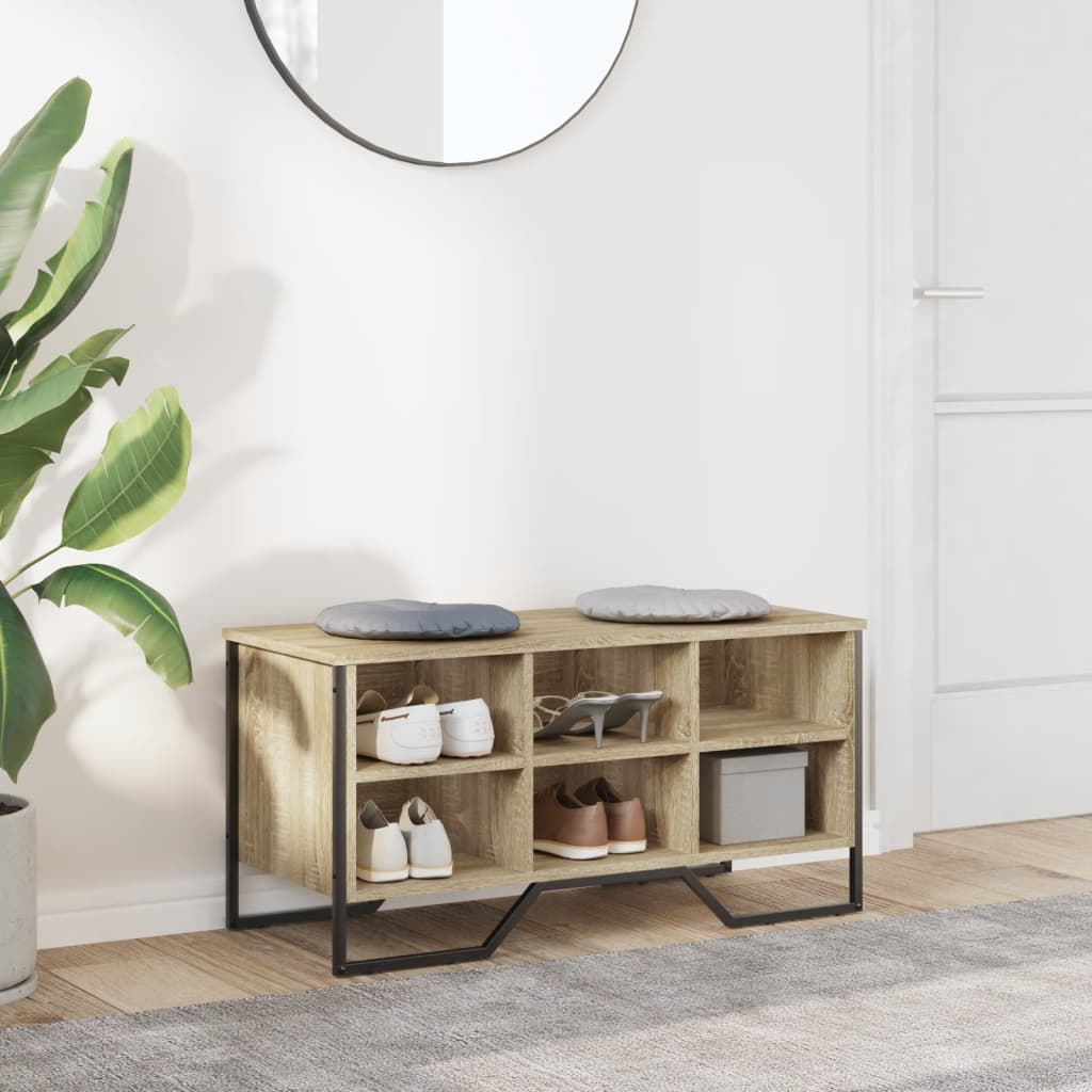 vidaXL Shoe Cabinet Sonoma Oak 90x38x45.5 cm Engineered Wood 3