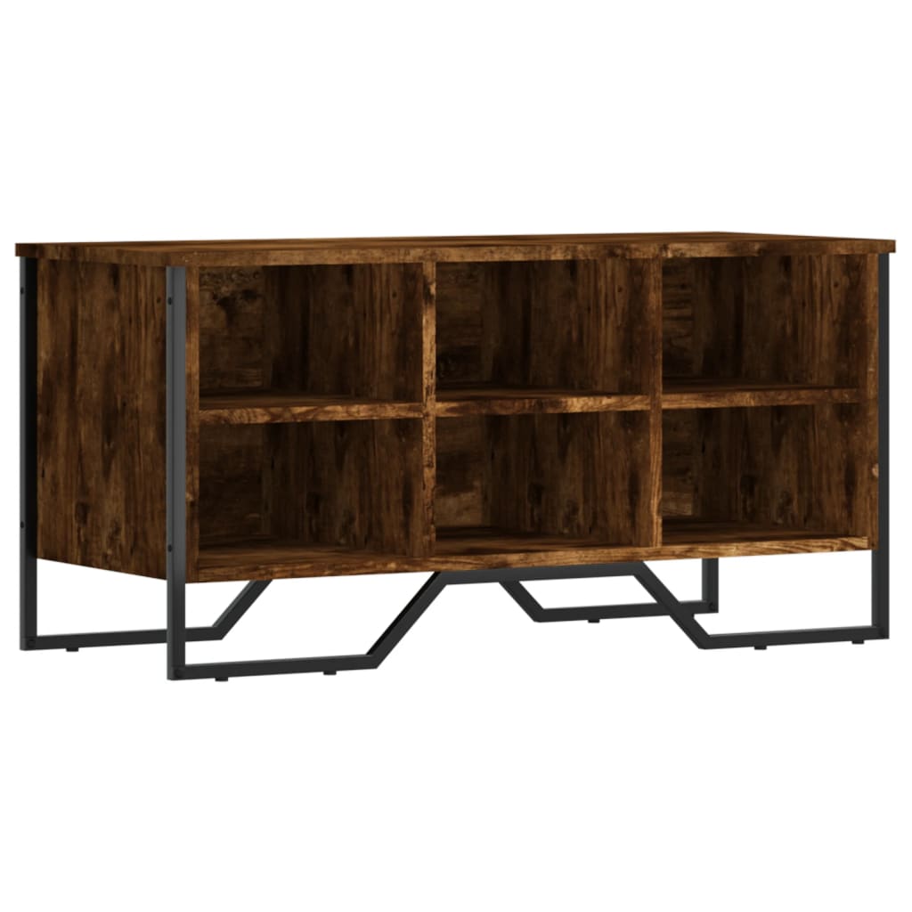 vidaXL Shoe Cabinet Smoked Oak 90x38x45.5 cm Engineered Wood 2