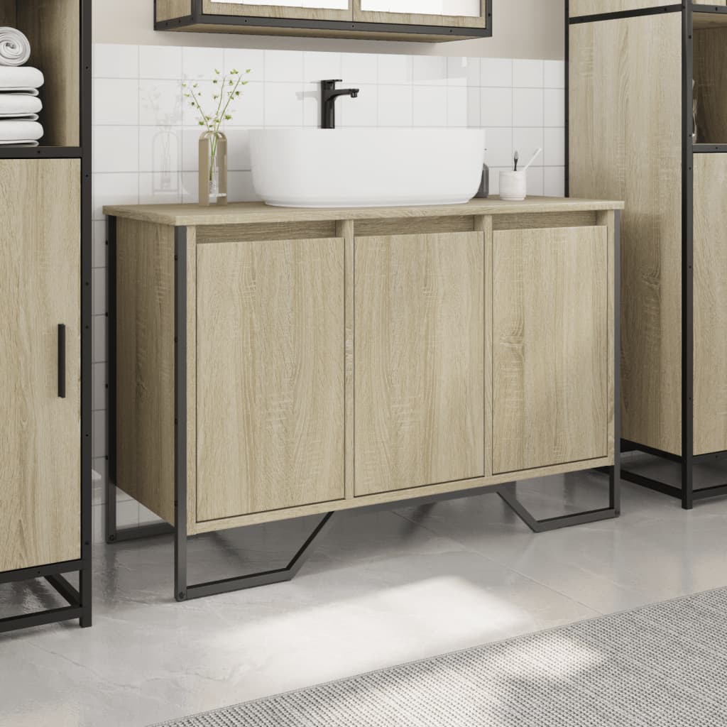 vidaXL Bathroom Sink Cabinet Sonoma Oak 91x35x60 cm Engineered Wood 3