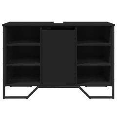 vidaXL Bathroom Sink Cabinet Black 91x35x60 cm Engineered Wood 4