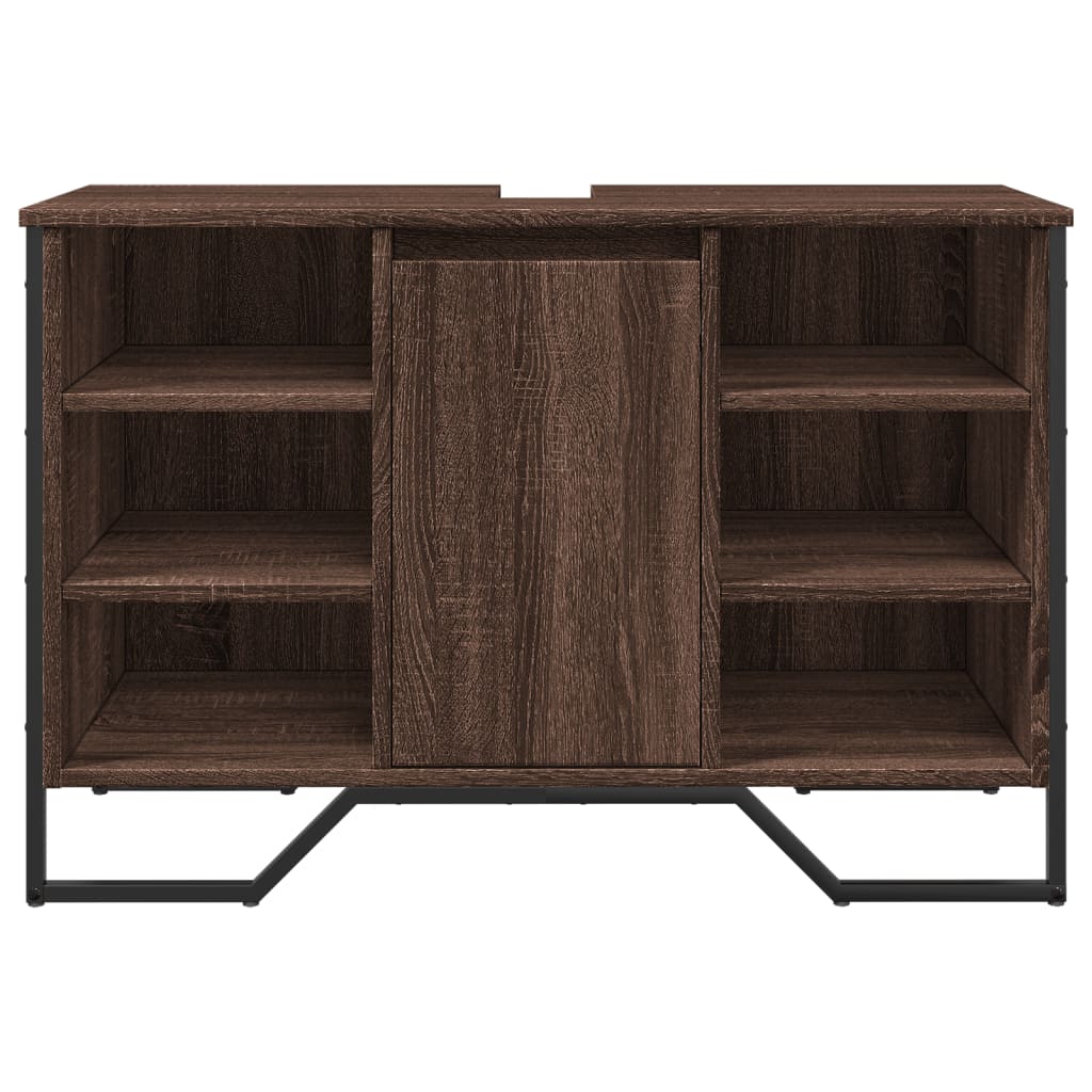 vidaXL Bathroom Sink Cabinet Brown Oak 91x35x60 cm Engineered Wood 4