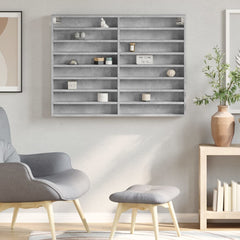 vidaXL Vitrine Cabinet Concrete Grey 100x8.5x75 cm Engineered Wood 3