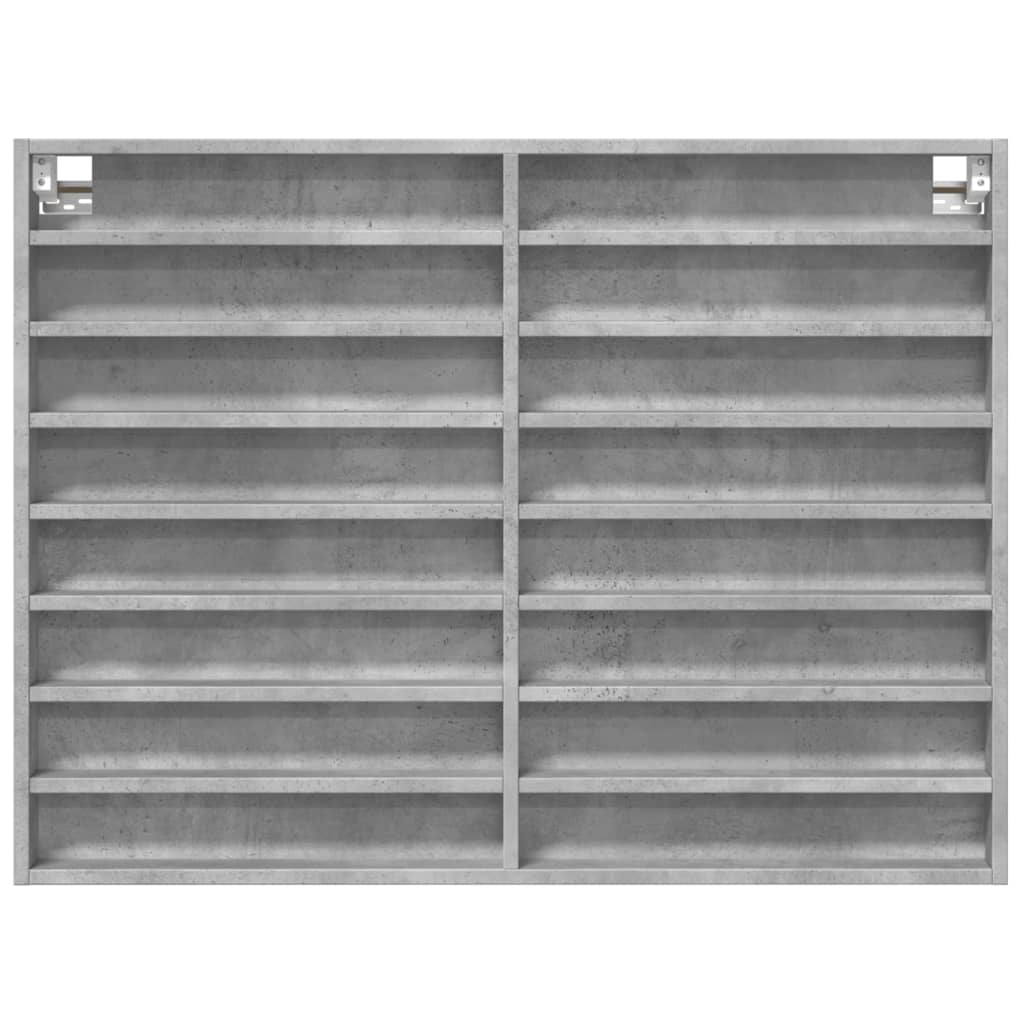 vidaXL Vitrine Cabinet Concrete Grey 100x8.5x75 cm Engineered Wood 4