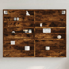 vidaXL Vitrine Cabinet Smoked Oak 100x8.5x75 cm Engineered Wood 1