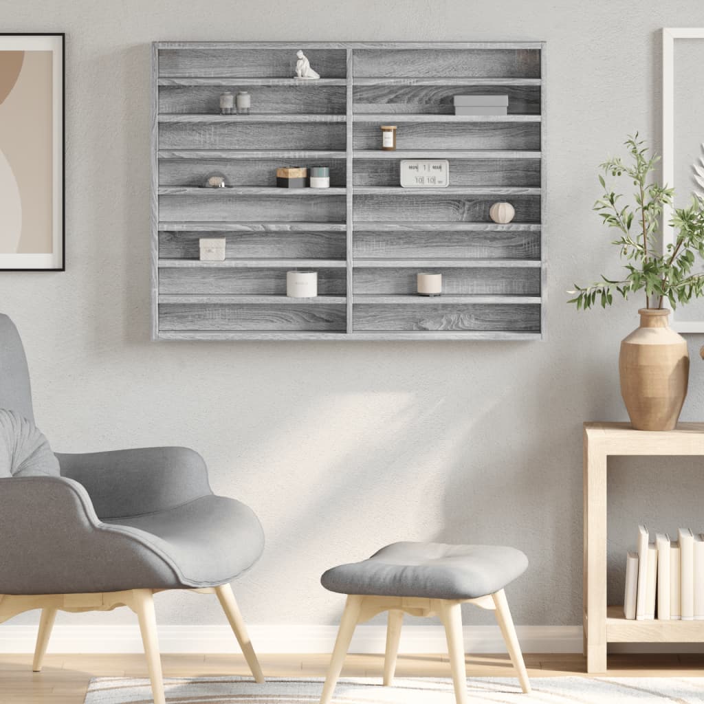 vidaXL Vitrine Cabinet Grey Sonoma 100x8.5x75 cm Engineered Wood 3