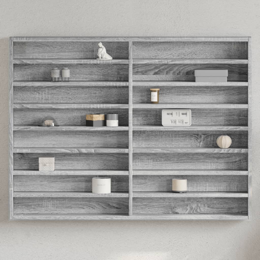 vidaXL Vitrine Cabinet Grey Sonoma 100x8.5x75 cm Engineered Wood 1