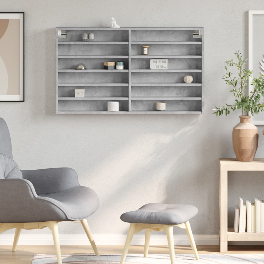 vidaXL Vitrine Cabinet Concrete Grey 100x8.5x58 cm Engineered Wood 3