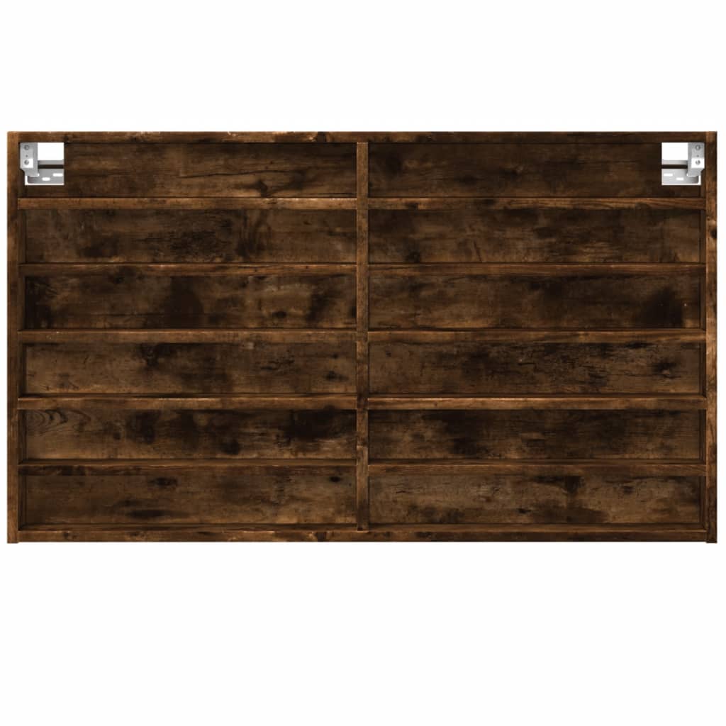 vidaXL Vitrine Cabinet Smoked Oak 100x8.5x58 cm Engineered Wood 4