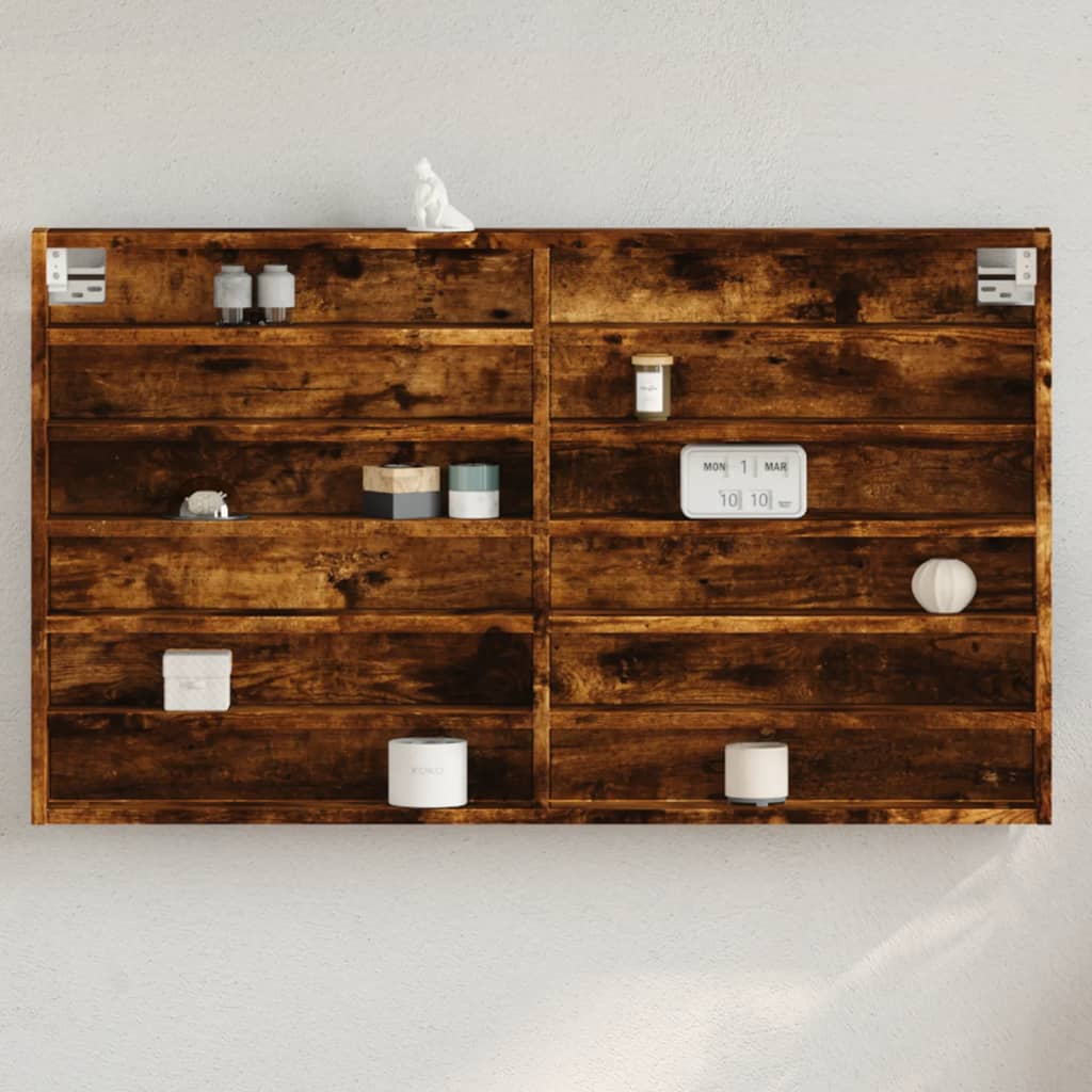 vidaXL Vitrine Cabinet Smoked Oak 100x8.5x58 cm Engineered Wood 1