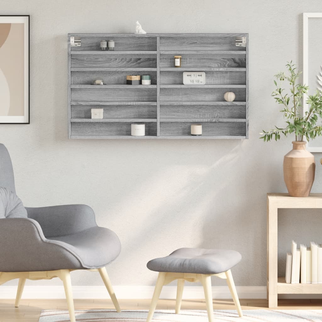 vidaXL Vitrine Cabinet Grey Sonoma 100x8.5x58 cm Engineered Wood 3