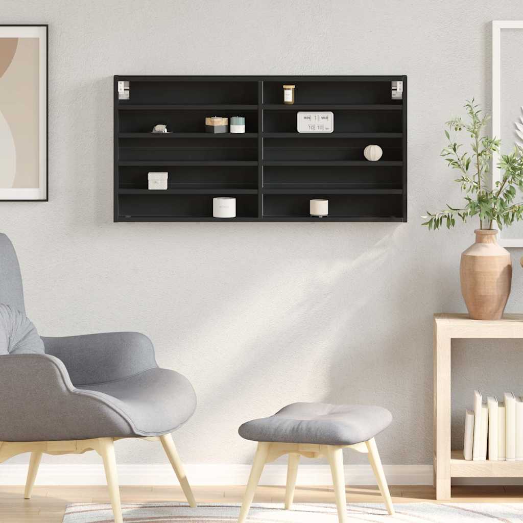 vidaXL Vitrine Cabinet Black 100x8.5x50 cm Engineered Wood 3