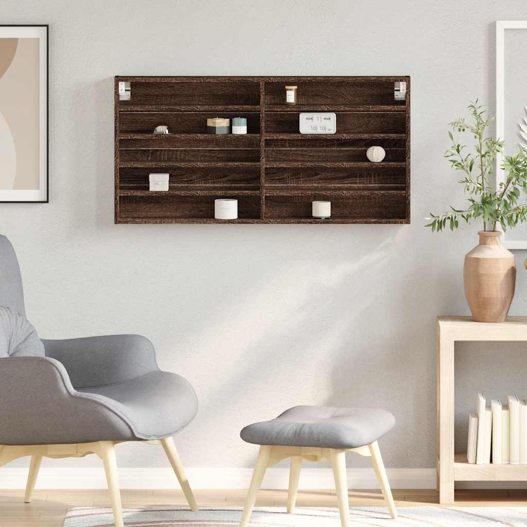 vidaXL Vitrine Cabinet Brown Oak 100x8.5x50 cm Engineered Wood 3