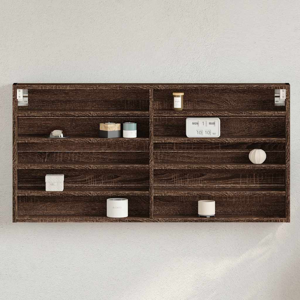 vidaXL Vitrine Cabinet Brown Oak 100x8.5x50 cm Engineered Wood 1