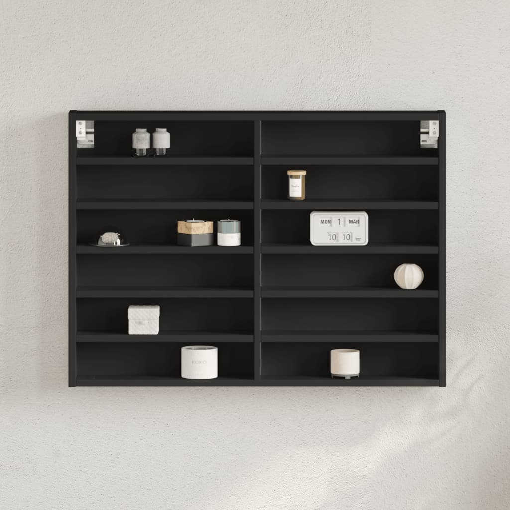 vidaXL Vitrine Cabinet Black 80x8.5x58 cm Engineered Wood 1