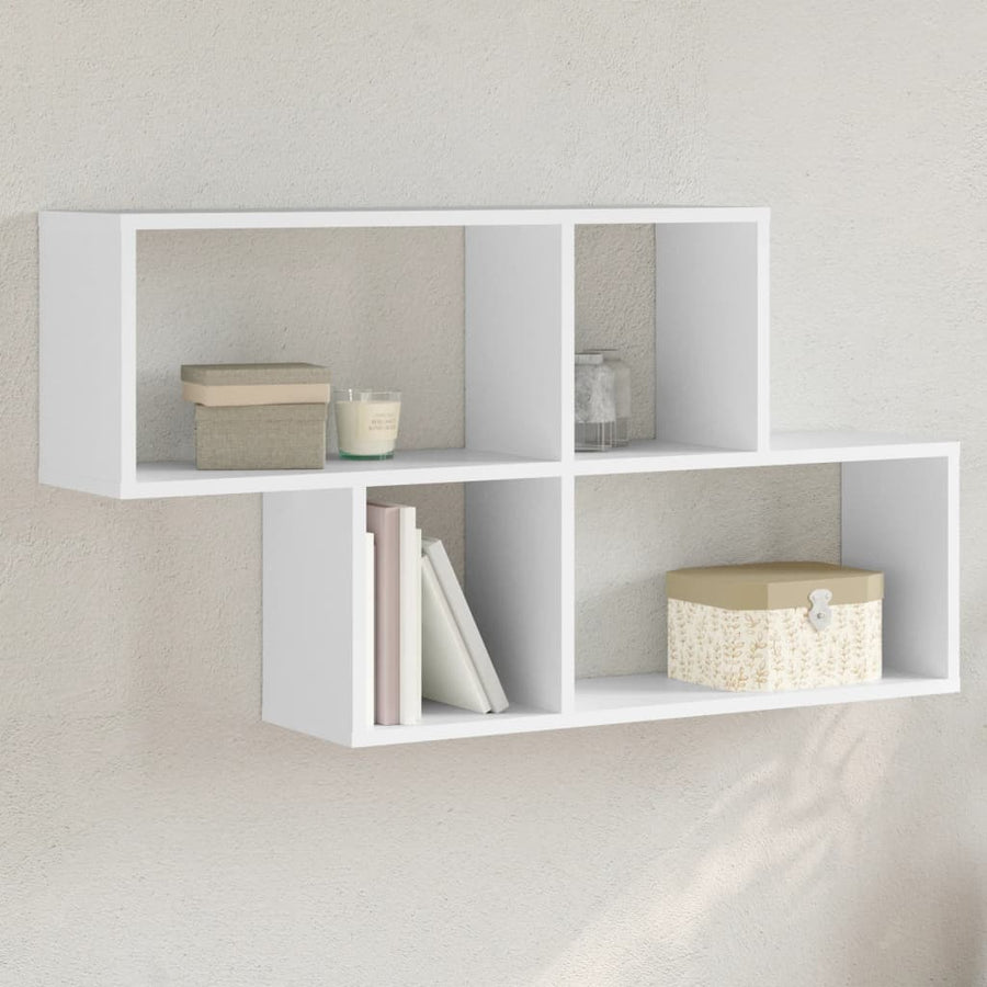 vidaXL Wall Shelf White 100x20x53 cm Engineered Wood 1
