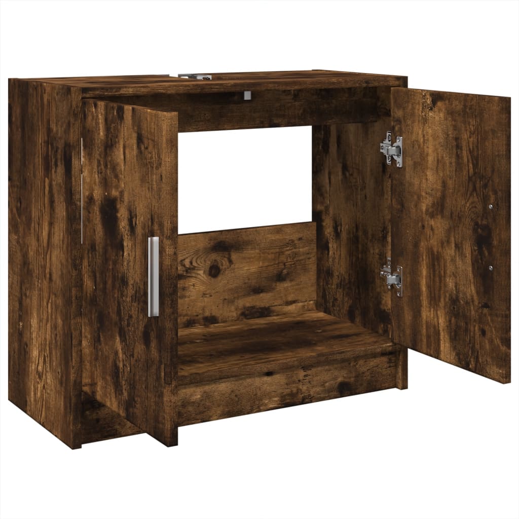 vidaXL Sink Cabinet Smoked Oak 63x29x55 cm Engineered Wood 5