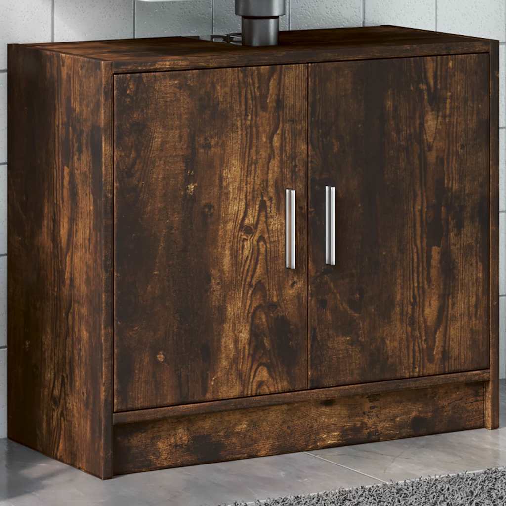 vidaXL Sink Cabinet Smoked Oak 63x29x55 cm Engineered Wood 1
