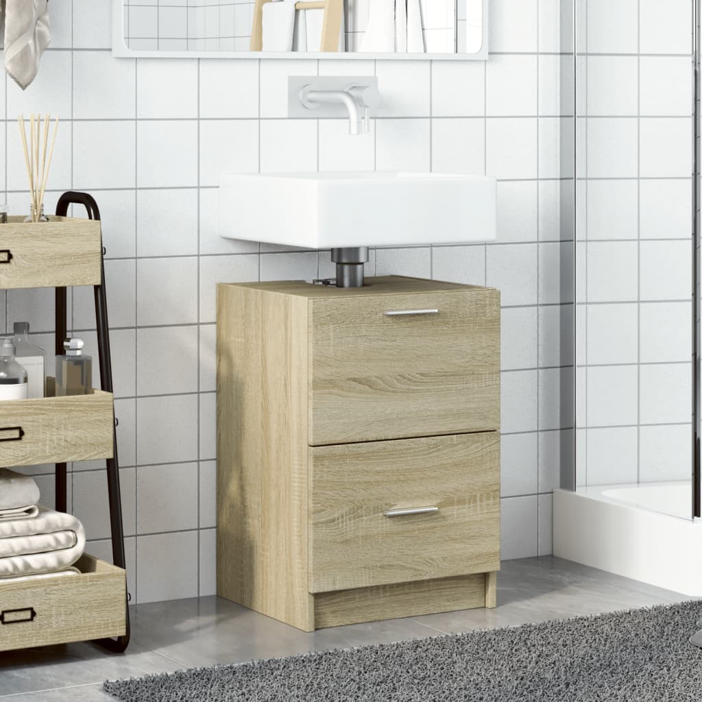 vidaXL Sink Cabinet | Sonoma oak | Engineered Wood | Medium | Bathroom Cabinet 3