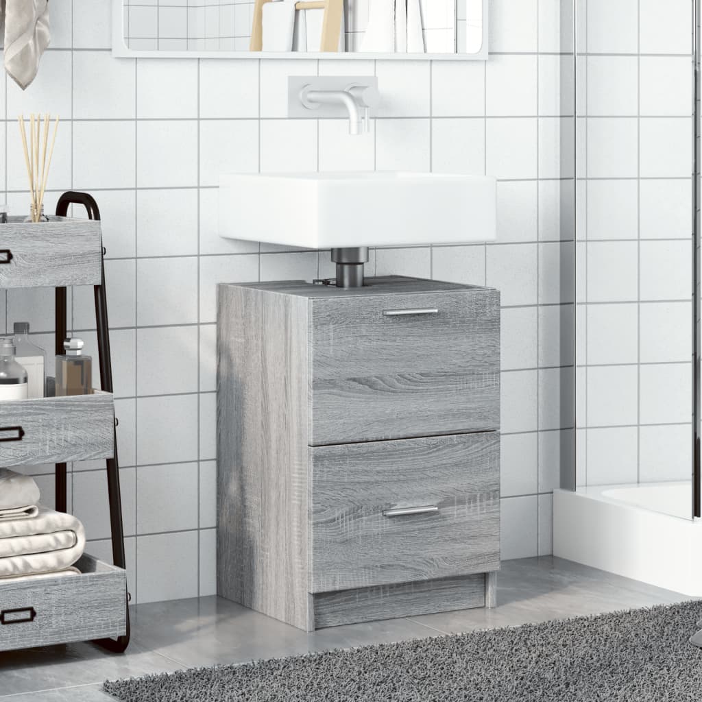 vidaXL Sink Cabinet Grey Sonoma 40x37x59 cm Engineered Wood 3