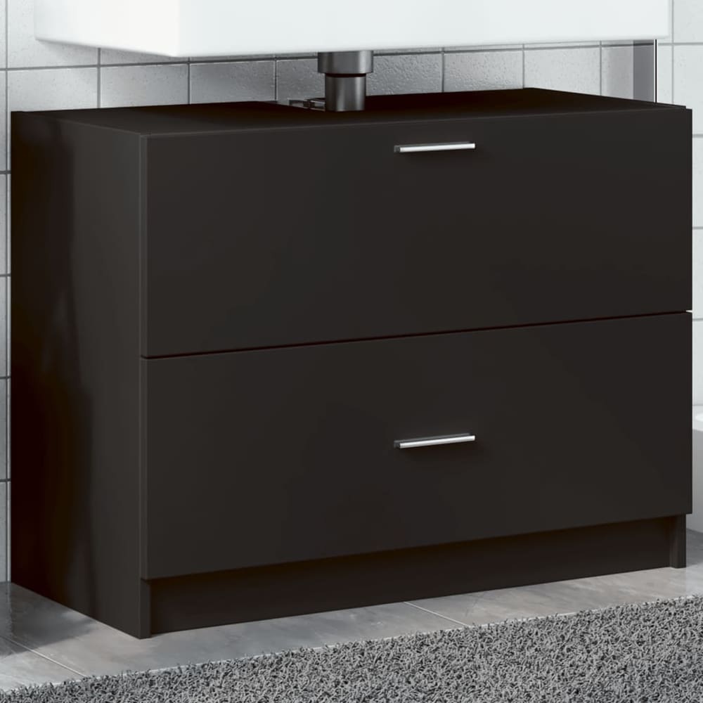 Sink Cabinet Engineered Wood 78 x 37 x 59 cm Black