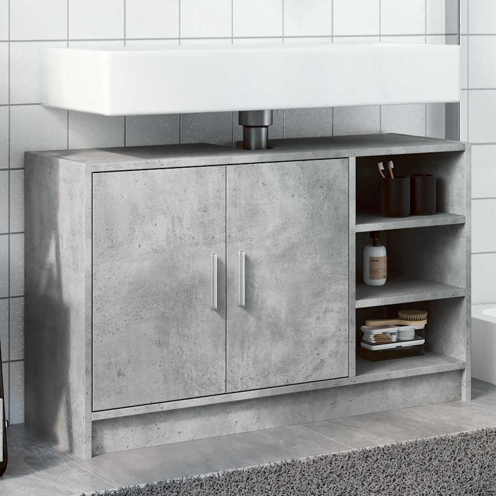 vidaXL Sink Cabinet Concrete Grey 90x29x55 cm Engineered Wood 1