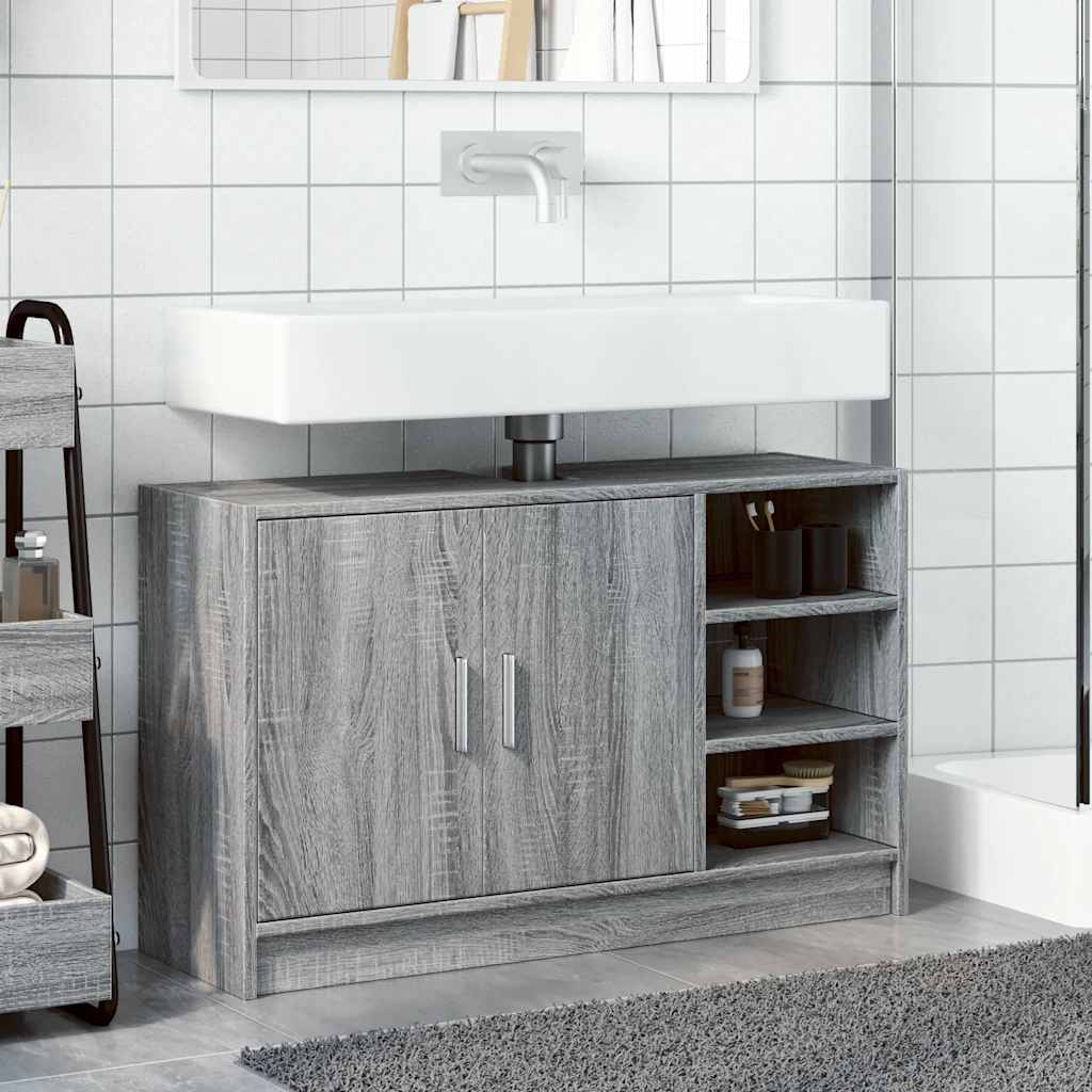 vidaXL Sink Cabinet Grey Sonoma 90x29x55 cm Engineered Wood 3