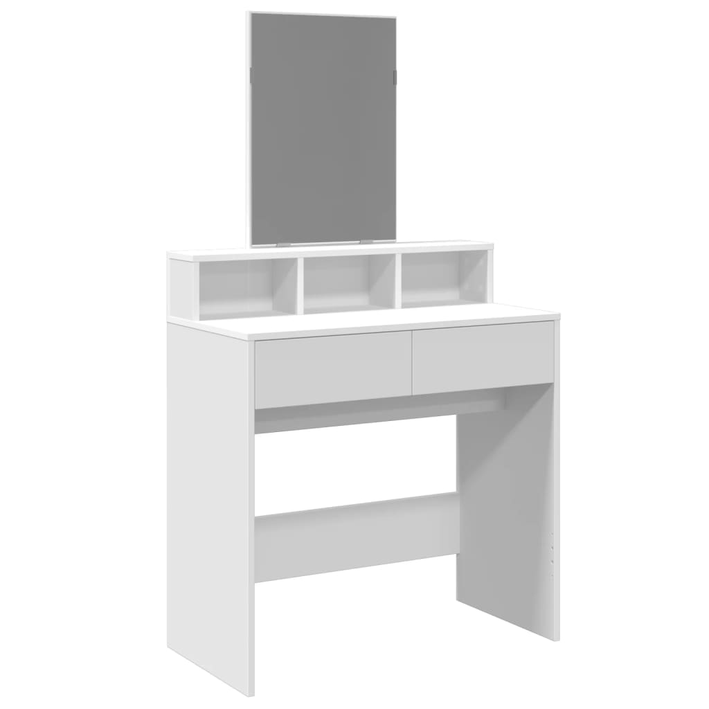 vidaXL Dressing Table with Mirror White 80x41x144.5 cm 2