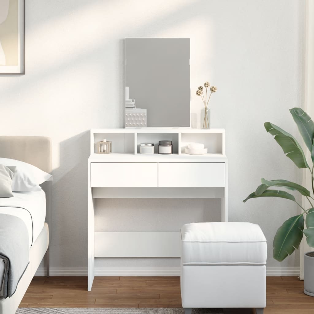 vidaXL Dressing Table with Mirror White 80x41x144.5 cm 3