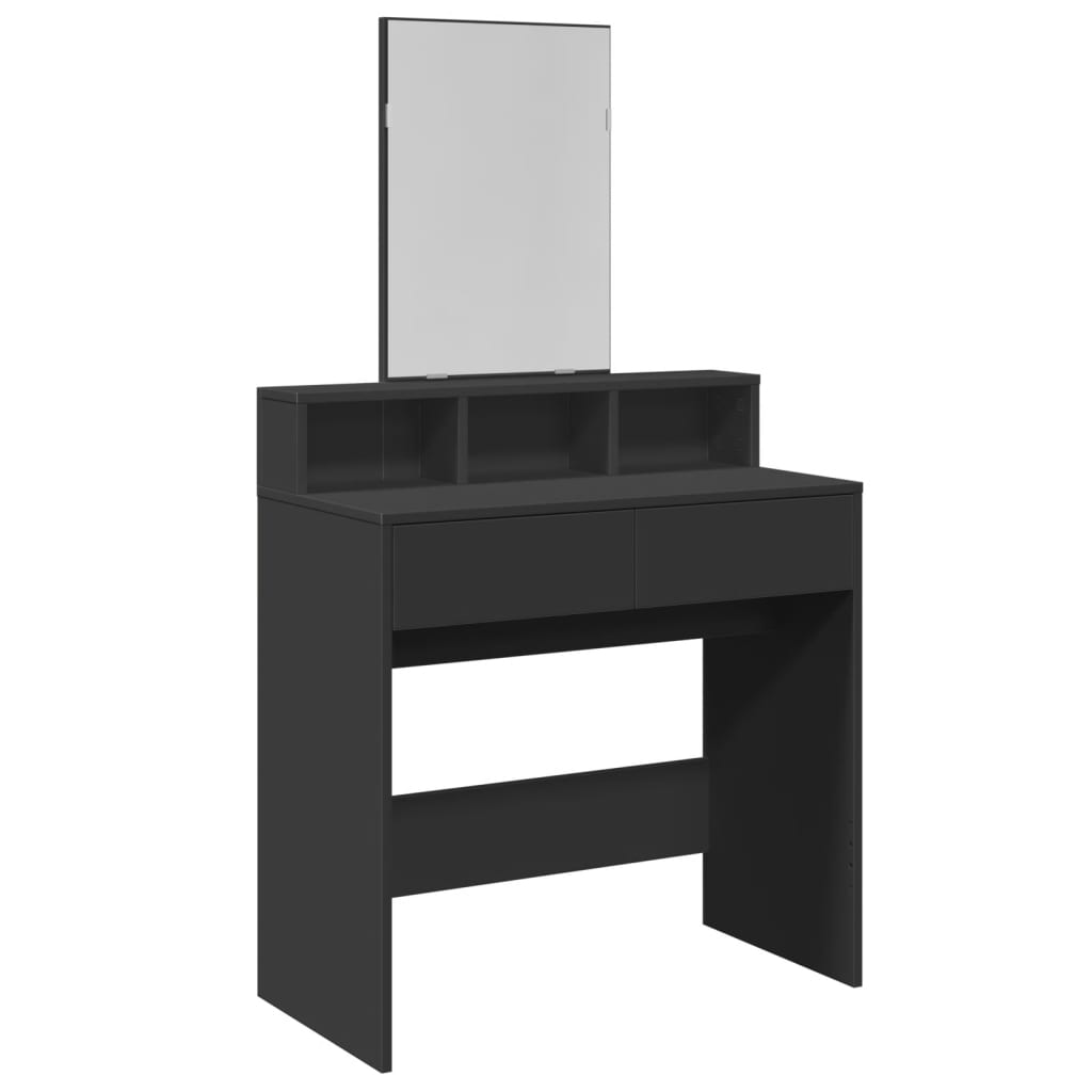 vidaXL Dressing Table with Mirror Black 80x41x144.5 cm 2