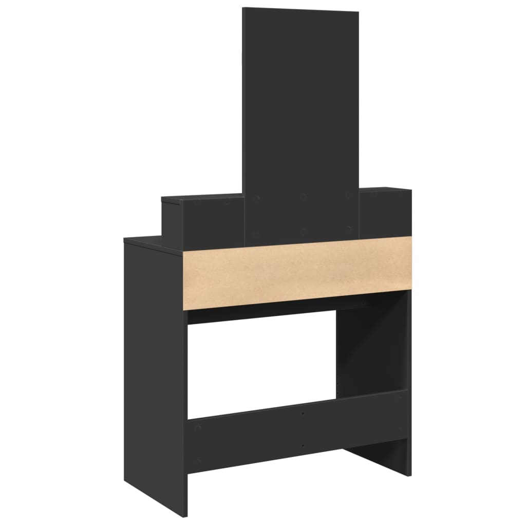 vidaXL Dressing Table with Mirror Black 80x41x144.5 cm 6