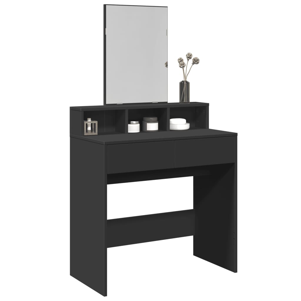 vidaXL Dressing Table with Mirror Black 80x41x144.5 cm 1