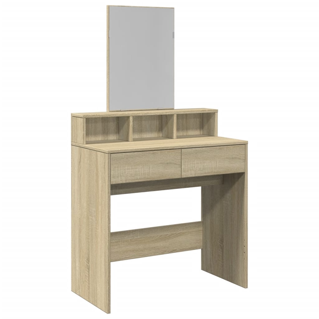 vidaXL Dressing Table with Mirror Sonoma Oak 80x41x144.5 cm 2