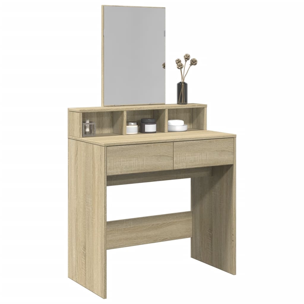 vidaXL Dressing Table with Mirror Sonoma Oak 80x41x144.5 cm 1